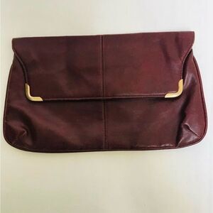 MARKAY LEATHER BAG CLUTCH BURGUNDY RED VINTAGE